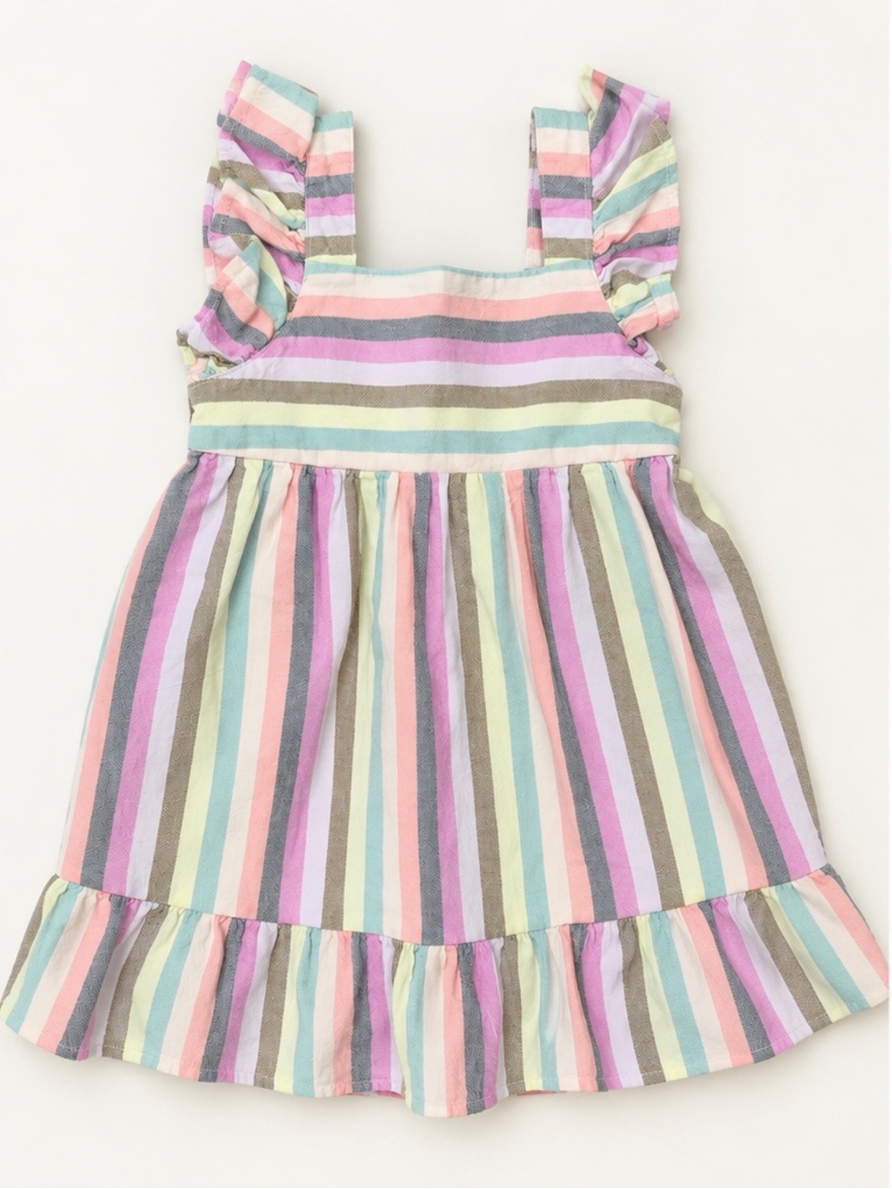 Cat & Jack Pastel Striped Ruffle-Sleeve Dress